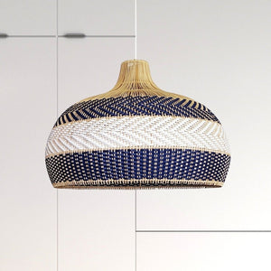 michael blue rattan pendant